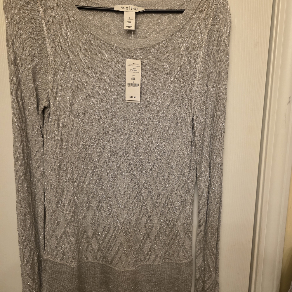 White House Black Market Silver Knit Sweater